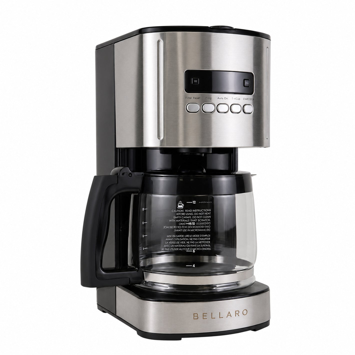 Bellaro 12 Cup Coffeemaker, Black and Stainless Steel