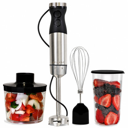 Bellaro Hand Blender with Whisk and Chopper, Black