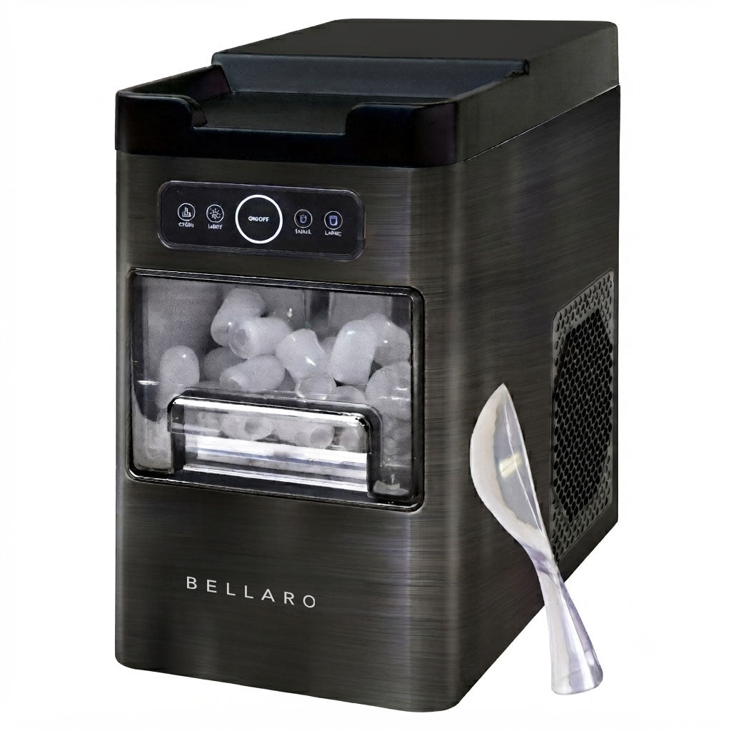 Bellaro Front-Load Portable Ice Maker, 11.7kg/24 hrs, Black Stainless Steel
