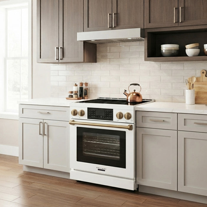 Bellaro 76.2 cm 141.6 L Front Control Induction Range, White