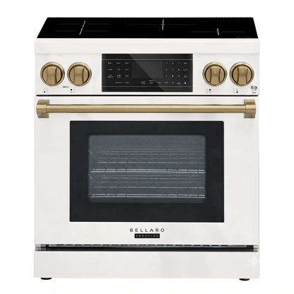 Bellaro 76.2 cm 141.6 L Front Control Induction Range, White